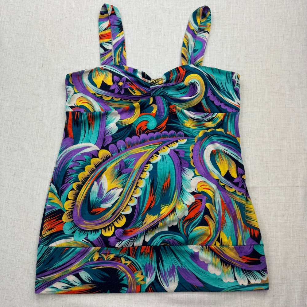 rue21 Womens XL Paisley Camisole Top Sweetheart Neck Sleeveless Stretch